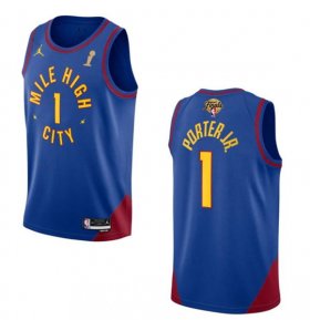 Wholesale Cheap Men\'s Denver Nuggets #1 Michael Porter Jr. Blue 2023 Finals Champions Statement Edition Stitched Basketball Jersey