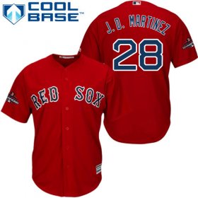 Wholesale Cheap Red Sox #28 J. D. Martinez Red New Cool Base 2018 World Series Champions Stitched MLB Jersey
