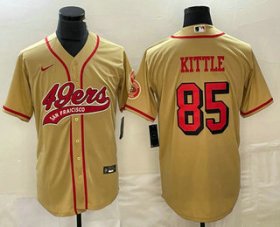 Men\'s San Francisco 49ers #85 George Kittle Gold Color Rush With Patch Cool Base Stitched Baseball Jersey