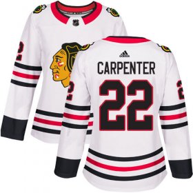 Wholesale Cheap Adidas Blackhawks #22 Ryan Carpenter White Road Authentic Women\'s Stitched NHL Jersey