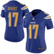 Wholesale Cheap Nike Chargers #17 Philip Rivers Electric Blue Women's Stitched NFL Limited Rush Jersey