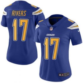 Wholesale Cheap Nike Chargers #17 Philip Rivers Electric Blue Women\'s Stitched NFL Limited Rush Jersey