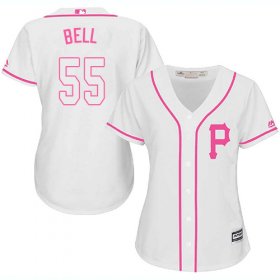 Wholesale Cheap Pirates #55 Josh Bell White/Pink Fashion Women\'s Stitched MLB Jersey