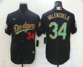 Wholesale Cheap Men\'s Los Angeles Dodgers #34 Fernando Valenzuela Black Green Mexico 2020 World Series Stitched MLB Jersey