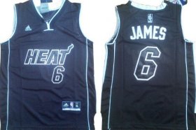 Cheap Miami Heat #6 LeBron James All Black With Heat Kids Jersey