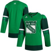 Wholesale Cheap New York Rangers Blank Men's Adidas 2020 St. Patrick's Day Stitched NHL Jersey Green