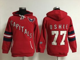 Wholesale Cheap Washington Capitals #77 T.J Oshie Red Women\'s Old Time Heidi NHL Hoodie