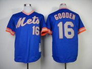 Wholesale Cheap Mitchell And Ness 1983 Mets #16 Dwight Gooden Blue Throwback Stitched MLB Jersey