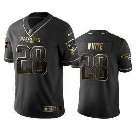 Wholesale Cheap Nike Patriots #28 James White Black Golden Limited Edition Stitched NFL Jersey
