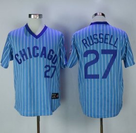 Wholesale Cheap Cubs #27 Addison Russell Blue(White Strip) Cooperstown Throwback Stitched MLB Jersey