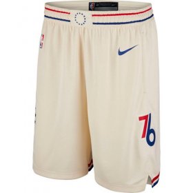 Wholesale Cheap Men\'s Philadelphia 76ers Nike Cream City Edition Swingman Shorts