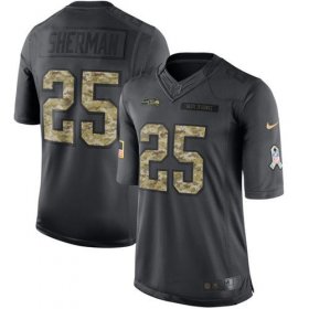 Wholesale Cheap Nike Seahawks #25 Richard Sherman Black Men\'s Stitched NFL Limited 2016 Salute to Service Jersey