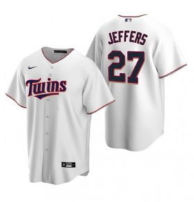 Wholesale Cheap Men\'s Minnesota Twins #27 Ryan Jeffers White Cool Base Stitched Jersey
