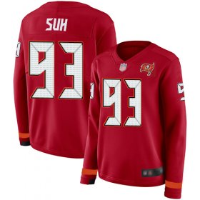 Wholesale Cheap Nike Buccaneers #93 Ndamukong Suh Red Team Color Women\'s Stitched NFL Limited Therma Long Sleeve Jersey