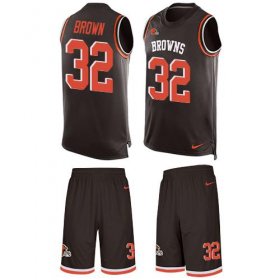Wholesale Cheap Nike Browns #32 Jim Brown Brown Team Color Men\'s Stitched NFL Limited Tank Top Suit Jersey