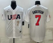 Cheap Mens USA Baseball #7 Tim Anderson Number 2023 White World Baseball Classic Stitched Jersey
