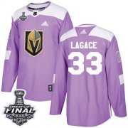 Wholesale Cheap Adidas Golden Knights #33 Maxime Lagace Purple Authentic Fights Cancer 2018 Stanley Cup Final Stitched Youth NHL Jersey