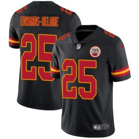 Wholesale Cheap Nike Chiefs #25 Clyde Edwards-Helaire Black Youth Stitched NFL Limited Rush Jersey
