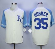 Wholesale Cheap Royals #35 Eric Hosmer Cream Exclusive Vintage Stitched MLB Jersey