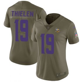 Wholesale Cheap Nike Vikings #19 Adam Thielen Olive Women\'s Stitched NFL Limited 2017 Salute to Service Jersey