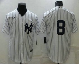 Wholesale Cheap Men\'s New York Yankees #8 Yogi Berra White No Name Stitched MLB Nike Cool Base Throwback Jersey