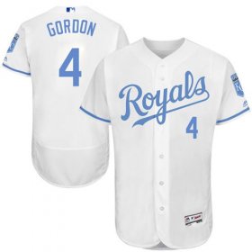 Wholesale Cheap Royals #4 Alex Gordon White Flexbase Authentic Collection Father\'s Day Stitched MLB Jersey