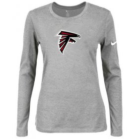 Wholesale Cheap Women\'s Nike Atlanta Falcons Of The City Long Sleeve Tri-Blend NFL T-Shirt Light Grey