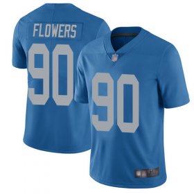 Wholesale Cheap Nike Lions #90 Trey Flowers Blue Throwback Men\'s Stitched NFL Vapor Untouchable Limited Jersey