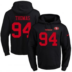 Wholesale Cheap Nike 49ers #94 Solomon Thomas Black Name & Number Pullover NFL Hoodie