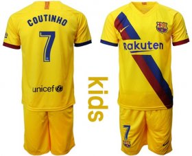 Wholesale Cheap Barcelona #7 Coutinho Away Kid Soccer Club Jersey