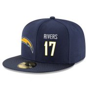 Wholesale Cheap San Diego Chargers #17 Philip Rivers Snapback Cap NFL Player Navy Blue with White Number Stitched Hat