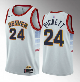 Wholesale Cheap Men\'s Denver Nuggets #24 Jalen Pickett White 2023 Draft Icon Edition Stitched Basketball Jersey