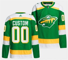 Cheap Men\'s Minnesota Wild Custom Green 2023-24 Stitched Jersey