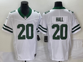 Wholesale Cheap Men\'s New York Jets #20 Breece Hall White 2023 F.U.S.E. Vapor Limited Throwback Stitched Football Jersey