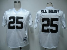 Wholesale Cheap Mitchell & Ness Raiders #25 Fred Biletnikoff White Stitched Throwback NFL Jersey