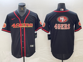 Cheap Men\'s San Francisco 49ers Big Logo Black Red Cool Base Stitched 2023 Baseball Jersey