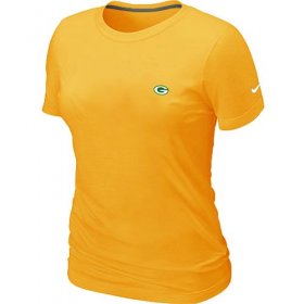 Wholesale Cheap Women\'s Nike Green Bay Packers Chest Embroidered Logo T-Shirt Yellow