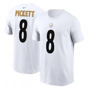 Wholesale Cheap Men's Pittsburgh Steelers #8 Kenny Pickett 2022 White NFL Draft First Round Pick Player Name & Number T-Shirt