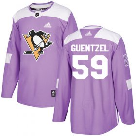 Wholesale Cheap Adidas Penguins #59 Jake Guentzel Purple Authentic Fights Cancer Stitched Youth NHL Jersey