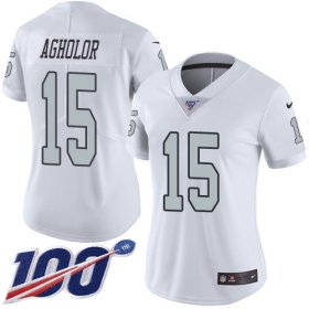 Wholesale Cheap Nike Raiders #15 Nelson Agholor White Women\'s Stitched NFL Limited Rush 100th Season Jersey