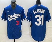 Cheap Men's Los Angeles Dodgers #31 Tyler Glasnow Number Blue Stitched Cool Base Nike Jersey
