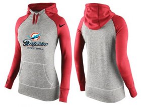 Wholesale Cheap Women\'s Nike Miami Dolphins Performance Hoodie Grey & Red