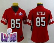 Cheap Women's San Francisco 49ers #85 George Kittle Limited Red Throwback LVIII Super Bowl Vapor Jersey