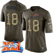 Wholesale Cheap Nike Colts #18 Peyton Manning Green Super Bowl XLI Men's Stitched NFL Limited Salute to Service Jersey
