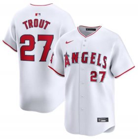 Cheap Men\'s Los Angeles Angels #27 Mike Trout White Home Limited Baseball Stitched Jersey