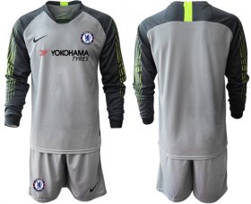 Wholesale Cheap Chelsea Blank Grey Goalkeeper Long Sleeves Soccer Club Jersey