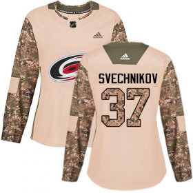 Wholesale Cheap Adidas Hurricanes #37 Andrei Svechnikov Camo Authentic 2017 Veterans Day Women\'s Stitched NHL Jersey