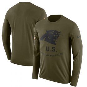 Wholesale Cheap Men\'s Carolina Panthers Nike Olive Salute to Service Sideline Legend Performance Long Sleeve T-Shirt