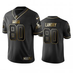 Wholesale Cheap Browns #80 Jarvis Landry Men\'s Stitched NFL Vapor Untouchable Limited Black Golden Jersey