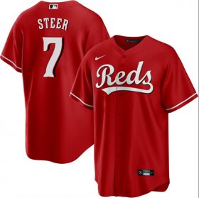 Cheap Men\'s Cincinnati Reds #7 Spencer Steer Red Cool Base Stitched Baseball Jersey